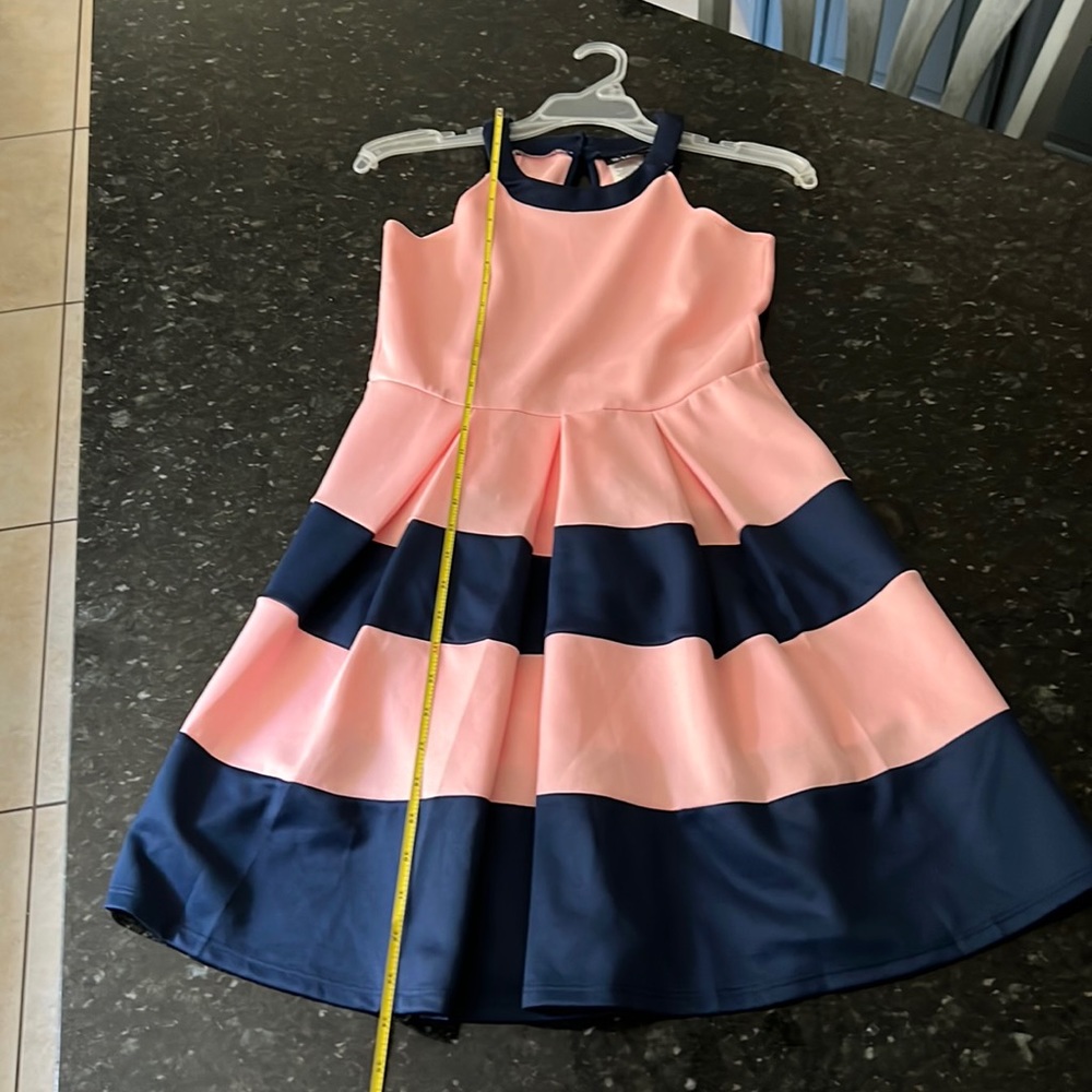Girls 2 hip by Wrapper peach and navy dress. Sz 14